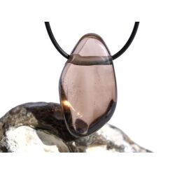Rauchquarz mitteldunkel XXL Schmuckstein / Trommelstein gebohrt - AA-Sonderqualität - Handarbeit - ca. 4,3 cm x 2,4 cm x 1,5 cm