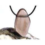 Rauchquarz mitteldunkel XXL Schmuckstein / Trommelstein gebohrt - AA-Sonderqualität - Handarbeit - ca. 4,3 cm x 2,4 cm x 1,5 cm