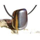 Tigereisen Trommelstein / Scheibenstein gebohrt - Sonderqualit&auml;t - ca. 2,7 cm x 2,2 cm x 1 cm