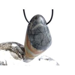 Picasso-Marmor XXXL Trommelstein gebohrt - AA-Sonderqualit&auml;t - ca. 5,1 cm x 3,3 cm x 1,5 cm