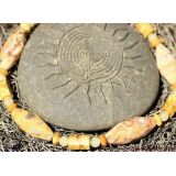 Lace-Achat / Calcit orange (Orangencalcit) - Halskette / Edelsteinkette 925iger Silber - Sonderqualit&auml;t - ca. 54 cm (GKS)