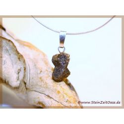 Staurolith (Kreuzstein) Rohstein / Schmuckstein Anänger Silberöse Schmuckdose - Rarität - Sonderqualität - ca. 2,3 cm x 0,9 cm x 0,6 cm (GKS)