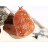 Sonnenstein Trommelstein Anhänger Silberöse Schmuckdose - AA-Sonderqualität - ca. 2,3 cm x 1,2 cm x 1,1 cm - Sonderpreis wg. Makel -