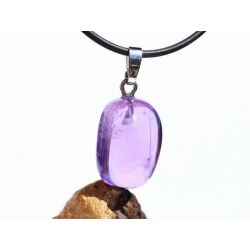 Amethyst mittelhell Trommelstein Anh&auml;nger Silber&ouml;se - AAA-Sonderqualit&auml;t - ca. 3 cm x 1,4 cm x 1,3 cm