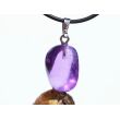 Amethyst mittelhell Trommelstein Anh&auml;nger Silber&ouml;se - AAA-Sonderqualit&auml;t - ca. 3 cm x 1,4 cm x 1,3 cm