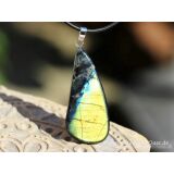 Spektrolith (Finnland) XXL Schmuckstein / Scheibenstein Anh&auml;nger Silber&ouml;se - AA-Sonderqualit&auml;t - Handarbeit - Rarit&auml;t - ca. 5,7 cm x 2,1 cm x 0,4 cm