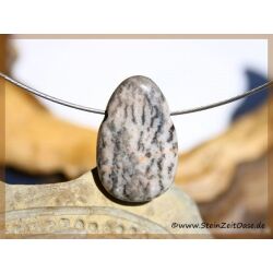 Zebra-Marmor Scheibenstein / Trommelstein gebohrt (Dolomit-Marmor / Marmor) - ca. 3 cm x 2 cm x 0,8 cm (GKS)