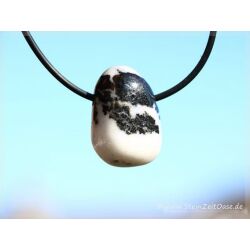 Zebra-Marmor Trommelstein gebohrt (Dolomit-Marmor / Marmor) - Sonderqualit&auml;t - ca. 2,6 cm x 1,8 cm x 1,5 cm