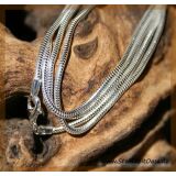 Schlangenkette Spezial, 925iger Silber, Verschluss f&uuml;r gebohrte Trommelsteine, ca. 42 cm - 1,9 mm