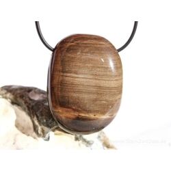 Versteinertes Holz XXL Scheibenstein / Schmuckstein gebohrt - Sonderqualität - ca. 4,4 cm x 3,3 cm x 1,3 cm