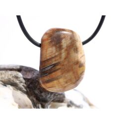 Versteinertes Holz Scheibenstein / Schmucklstein gebohrt - AA-Sonderqualität - Handarbeit - ca. 3 cm x 2,2 cm x 0,8 cm