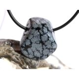 Schneeflockenobsidian Trommelstein / Schmuckstein gebohrt - Sonderqualit&auml;t - ca. 2,5 cm x 2,2 cm x 1,1 cm