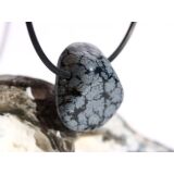 Schneeflockenobsidian Trommelstein / Schmuckstein gebohrt - Sonderqualit&auml;t - ca. 2,5 cm x 2,2 cm x 1,1 cm