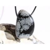 Schneeflockenobsidian XL Trommelstein / Schmuckstein gebohrt - Sonderqualit&auml;t - ca. 3,8 cm x 2,4 cm x 2 cm (GKS)