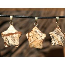 Landschaftsjaspis Stern Anh&auml;nger &Ouml;se - ca. 2,6 cm x 1,8 cm x 0,6 cm (Kinderprojekt)