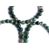 Moosachat gr&uuml;n (Chalcedon) Armband / Kugelarmband - Kugel 8 mm - ca. 18 cm