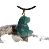 Moosachat gr&uuml;n "Hund" Schmuckstein...