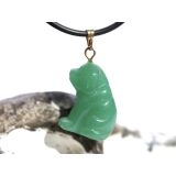 Aventurin gr&uuml;n "Hund" Schmuckstein Anh&auml;nger &Ouml;se - ca. 3,2 cm x 1,6 cm x 1 cm