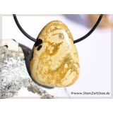 Porzellanit XL Scheibenstein / Trommelstein gebohrt -...