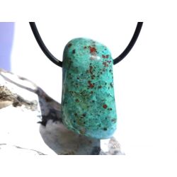Kupferchalcedon Schmuckstein / Trommelstein gebohrt - AA-Sonderqualität - Handarbeit - ca. 3,3 cm x 1,8 cm x 1,7 cm