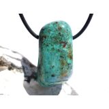 Kupferchalcedon Schmuckstein / Trommelstein gebohrt - AA-Sonderqualität - Handarbeit - ca. 3,3 cm x 1,8 cm x 1,7 cm