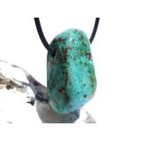 Kupferchalcedon Schmuckstein / Trommelstein gebohrt - AA-Sonderqualität - Handarbeit - ca. 3,3 cm x 1,8 cm x 1,7 cm