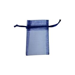 Organzabeutel dunkelblau mit Kordel, mittel, ca. 10 cm x 14 cm
