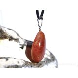Sonnenstein Trommelstein / Schmuckstein Anhänger Silberöse - AA-Sonderqualität - ca. 3,3 cm x 1,6 cm x 1 cm