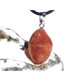 Sonnenstein Trommelstein / Schmuckstein Anhänger Silberöse - AA-Sonderqualität - ca. 3,3 cm x 1,6 cm x 1 cm