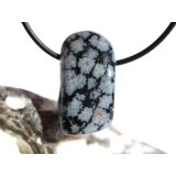 Schneeflockenobsidian Trommelstein / Schmuckstein gebohrt - Sonderqualit&auml;t - ca. 2,9 cm x 1,6 cm x 1,3 cm