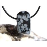 Schneeflockenobsidian Trommelstein / Schmuckstein gebohrt - Sonderqualit&auml;t - ca. 2,9 cm x 1,6 cm x 1,3 cm