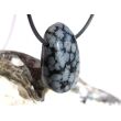 Schneeflockenobsidian Trommelstein / Schmuckstein gebohrt - Sonderqualit&auml;t - ca. 2,9 cm x 1,6 cm x 1,3 cm