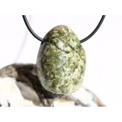 Schneeflockenepidot (Epidot-Feldspat) XL Trommelstein gebohrt - Sonderqualität - ca. 3,5 cm x 2,6 cm x 1,7 cm (GKS)