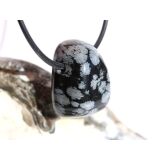 Schneeflockenobsidian Trommelstein / Schmuckstein gebohrt - Sonderqualit&auml;t - ca. 2,5 cm x 1,8 cm x 1,5 cm