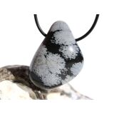 Schneeflockenobsidian XXL Trommelstein / Schmuckstein gebohrt - Sonderqualit&auml;t - ca. 4,3 cm x 3,3 cm x 1,6 cm
