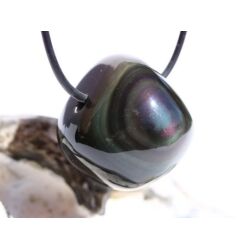 Regenbogenobsidian Trommelstein / Schmuckstein gebohrt - AA-Sonderqualität - ca. 3 cm x 3,1 cm x 2,5 cm