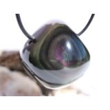 Regenbogenobsidian Trommelstein / Schmuckstein gebohrt -...