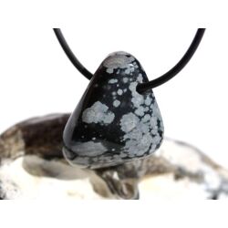 Schneeflockenobsidian Trommelstein / Schmuckstein gebohrt - Sonderqualit&auml;t - ca. 2,8 cm x 2,2 cm x 1,5 cm