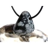 Schneeflockenobsidian Trommelstein / Schmuckstein gebohrt - Sonderqualit&auml;t - ca. 2,8 cm x 2,2 cm x 1,5 cm