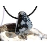 Schneeflockenobsidian Trommelstein / Schmuckstein gebohrt - Sonderqualit&auml;t - ca. 2,8 cm x 2,2 cm x 1,5 cm