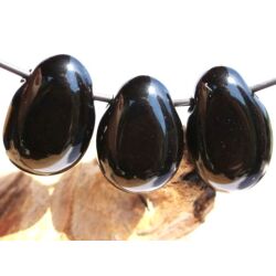 Obsidian Trommelsteine / Scheibensteine gebohrt - Sonderqualität - ca. 2,8 - 3,2 cm / ca. 8-13 g/St