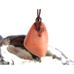 Aprikosencalcit (Calcit apricot) Schmuckstein gebohrt - ca. 2,9 cm x 2 cm x 1,4 cm