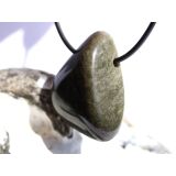 Goldobsidian XL Trommelstein / Schmuckstein gebohrt -...