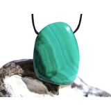 Malachit XL Schmuckstein / Scheibenstein gebohrt - AA-Sonderqualität - ca. 3,7 cm x 2,7 cm x 0,7 cm