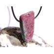 Rubin-Zoisit (Anyolith) Schmuckstein / Scheibenstein mit Rohsteinform gebohrt - AA-Sonderqualität - Handarbeit - ca. 3,4 cm x 2,2 cm x 0,7 cm