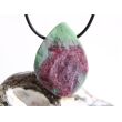 Rubin-Zoisit (Anyolith) XXL Schmuckstein mit Rohsteinform gebohrt - AA-Sonderqualität - Handarbeit - ca. 4,3 cm x 3,2 cm x 1,3 cm