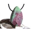 Rubin-Zoisit (Anyolith) XXL Schmuckstein mit Rohsteinform gebohrt - AA-Sonderqualität - Handarbeit - ca. 4,3 cm x 3,2 cm x 1,3 cm