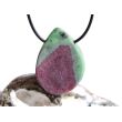 Rubin-Zoisit (Anyolith) XXL Schmuckstein mit Rohsteinform gebohrt - AA-Sonderqualität - Handarbeit - ca. 4,3 cm x 3,2 cm x 1,3 cm