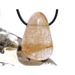 Rutilquarz gold XXL Trommelstein / Schmuckstein gebohrt - AA-Sonderqualität - ca. 3,9 cm x 2,6 cm x 1,7 cm