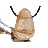 Rutilquarz gold XXL Trommelstein / Schmuckstein gebohrt - AA-Sonderqualität - ca. 3,9 cm x 2,6 cm x 1,7 cm